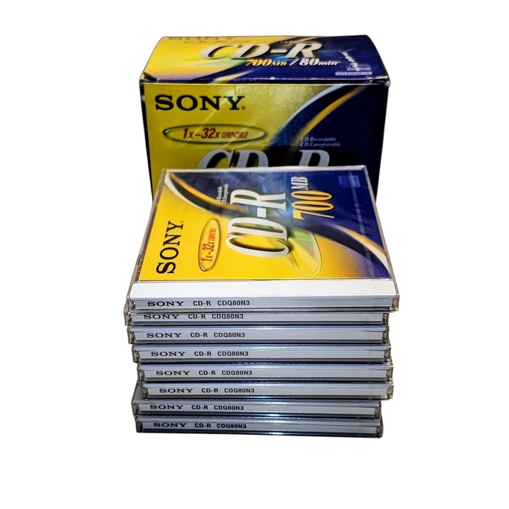 🔥(8) NEW & SEALED! Sony CD-R 700 MB 80 min Slim Jewel Cases Not A Complete Box